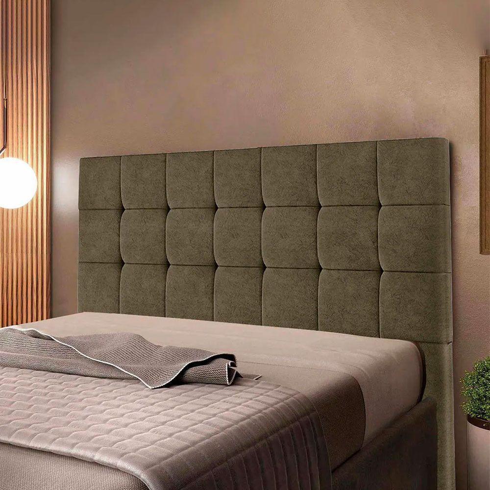 Cabeceira Cama Box Queen Julia Em Suede Shop Das Cabeceiras Marrom Chocolate - 4