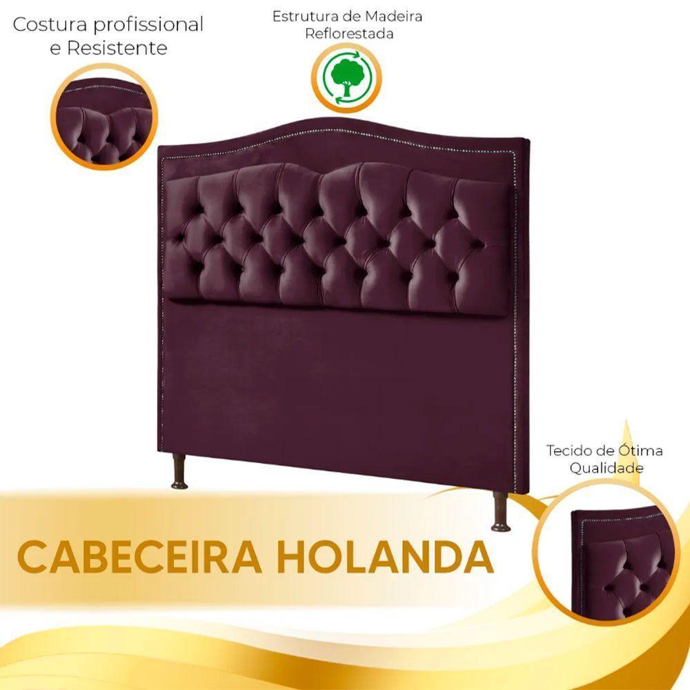 Cabeceira Estofada Holanda 1,60 2.0 Queen Shop Das Cabeceira Roxo - 2