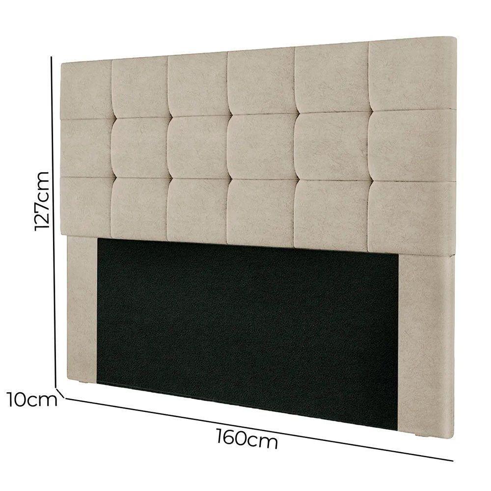 Cabeceira Cama Box Queen 1,60 Suede Julia Shop Das Cabeceira Bege - 4