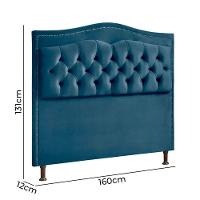 Cabeceira Estofada Holanda 1,60 2.0 Queen Shop Das Cabeceiras Azul - 3