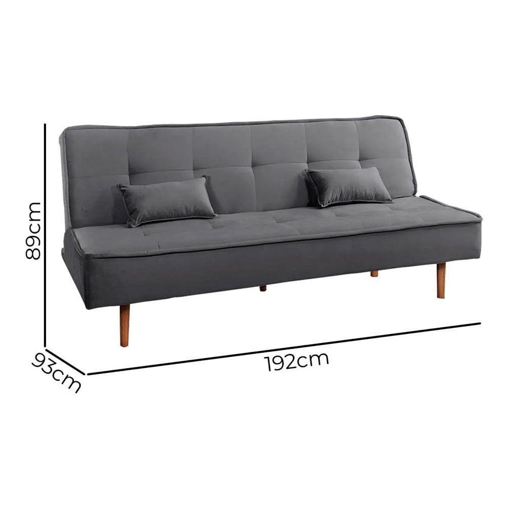 Sofá Cama Silver 3 Lugares Chumbo 1,9 Shop Das Cabeceiras Cinza Chumbo - 3