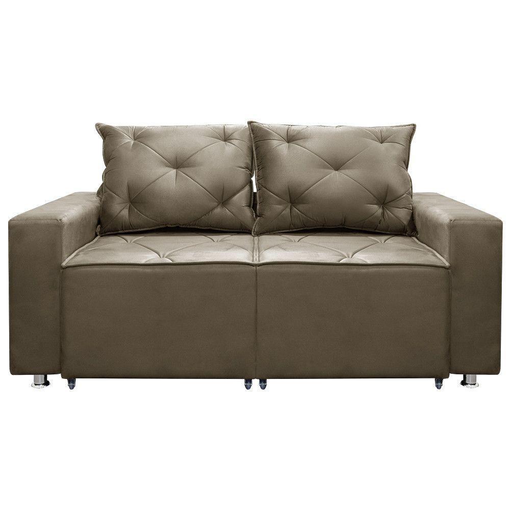 Sofá Retrátil E Reclinável 2 Lugares Bariloche 1.50cm Veludo Marrom Castor - 1