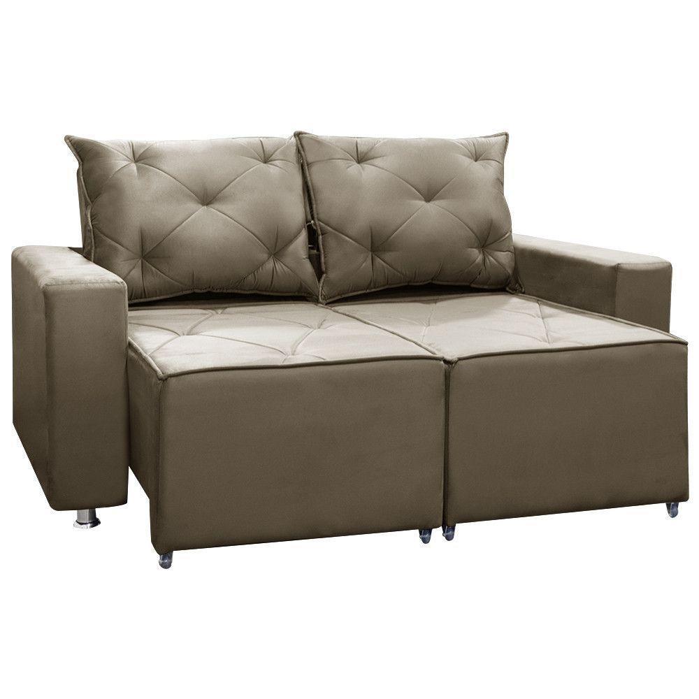 Sofá Retrátil E Reclinável 2 Lugares Bariloche 1.50cm Veludo Marrom Castor - 2