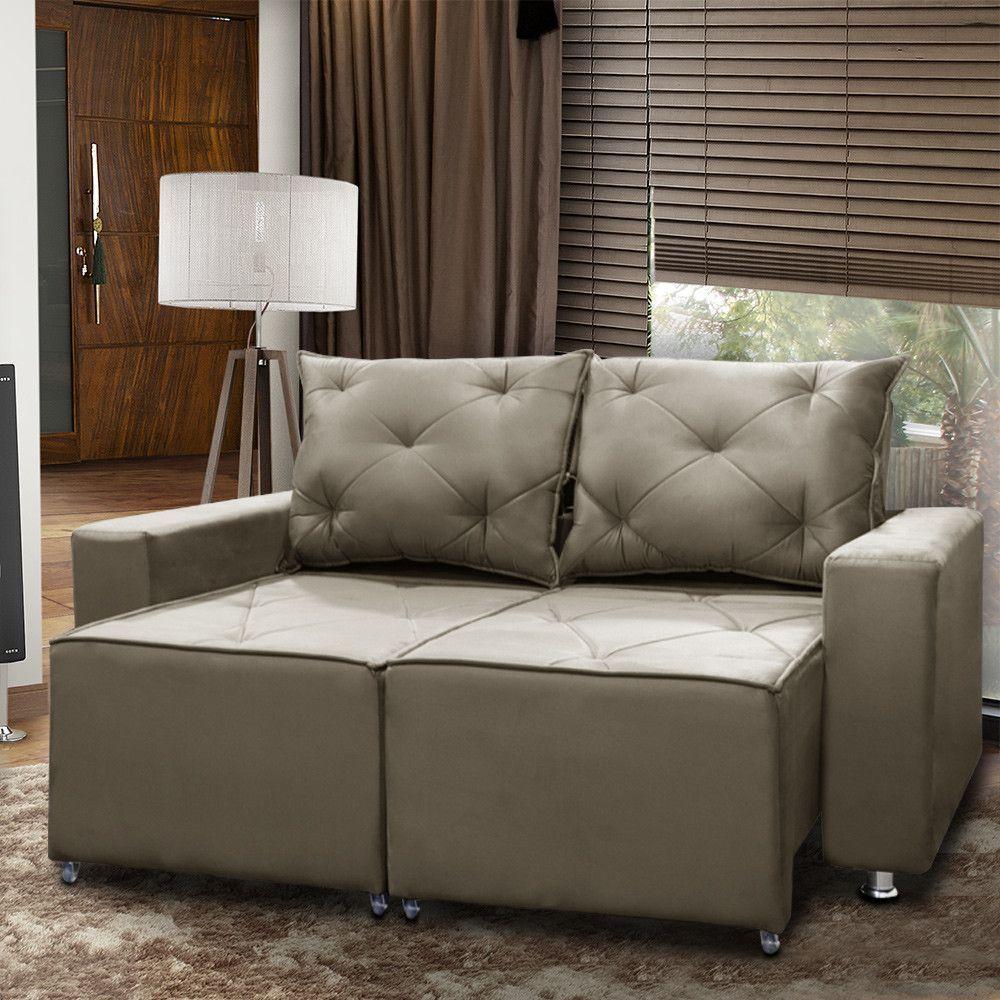 Sofá Retrátil E Reclinável 2 Lugares Bariloche 1.50cm Veludo Marrom Castor - 6