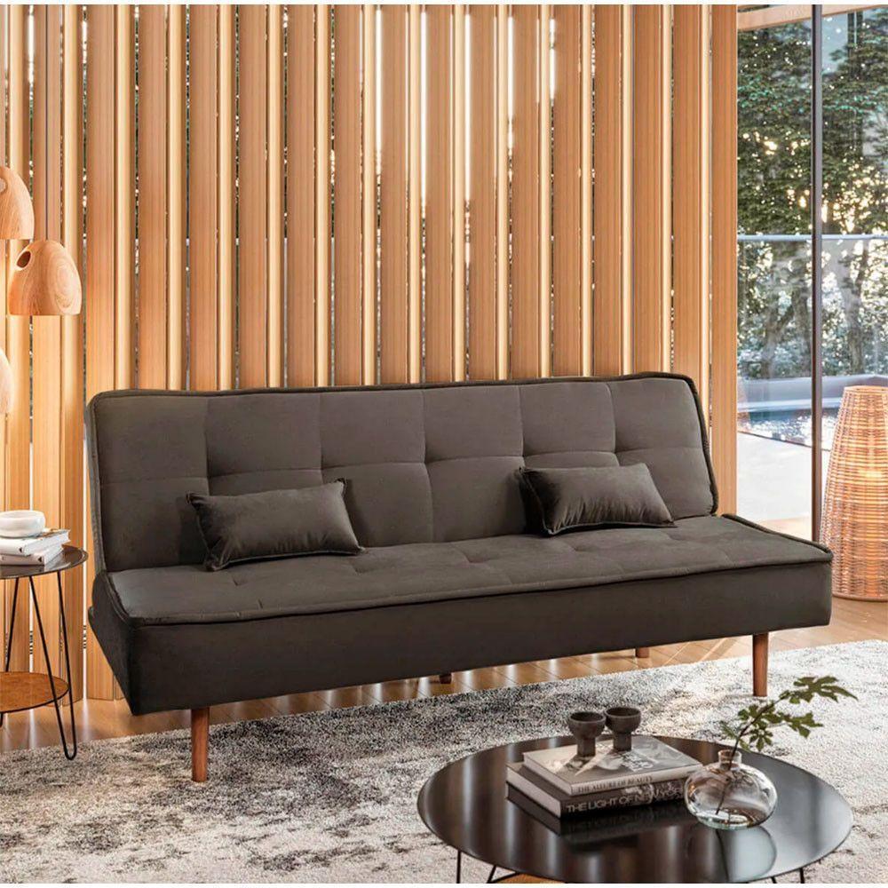 Sofá Cama Silver 3 Lugares Suede Marrom Shop Das Cabeceiras Marrom - 4