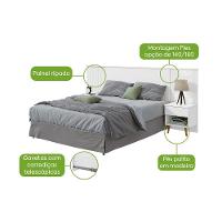 Cabeceira Casal 2 Mesas De Cabeceira Like - Lopas Branco - 5