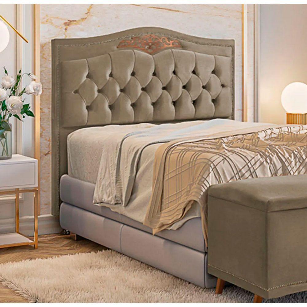 Cabeceira Holanda 140cmcasal Veludo Shop Das Cabeceiras Marrom Castor - 2