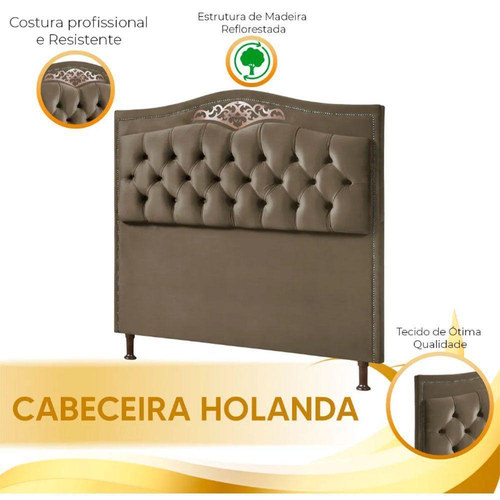 Cabeceira Holanda 140cmcasal Veludo Shop Das Cabeceiras Marrom Castor - 3