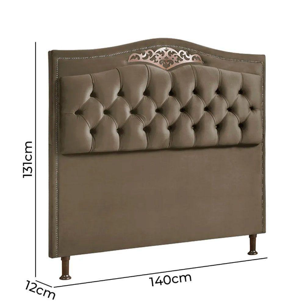 Cabeceira Holanda 140cmcasal Veludo Shop Das Cabeceiras Marrom Castor - 4