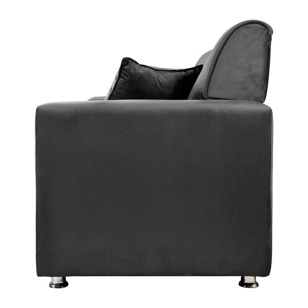 Sofá 3 Lugares Fixo Tokyo Veludo Chumbo Shop Das Cabeceiras Cinza Chumbo - 4