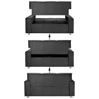 Sofá 3 Lugares Fixo Tokyo Veludo Chumbo Shop Das Cabeceiras Cinza Chumbo - 3