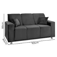 Sofá 3 Lugares Fixo Tokyo Veludo Chumbo Shop Das Cabeceiras Cinza Chumbo - 6