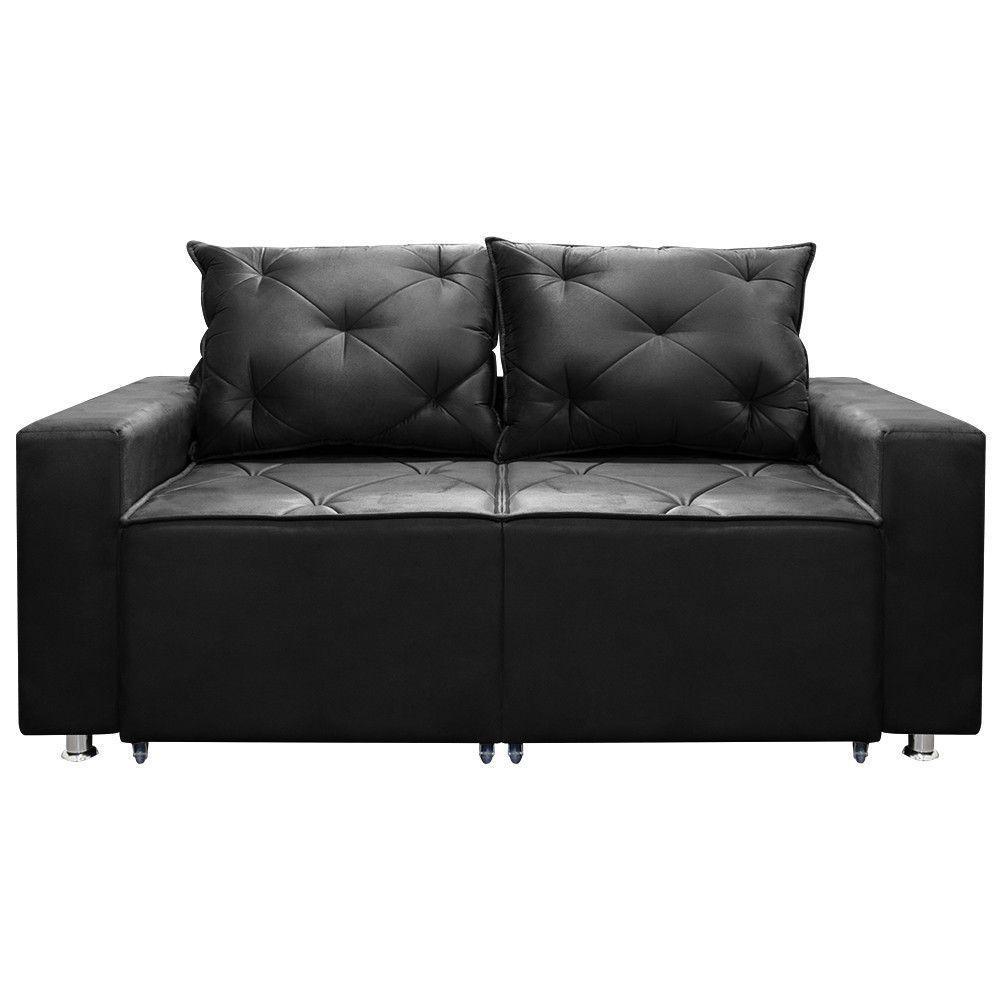 Sofá Retrátil E Reclinável 2 Lugares Bariloche 1.50cm Veludo Preto - 1