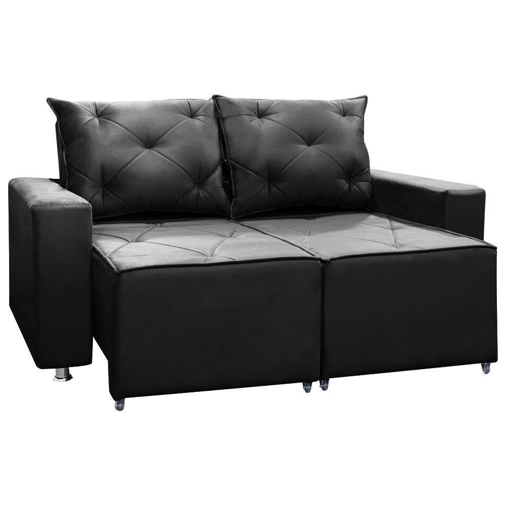 Sofá Retrátil E Reclinável 2 Lugares Bariloche 1.50cm Veludo Preto - 5