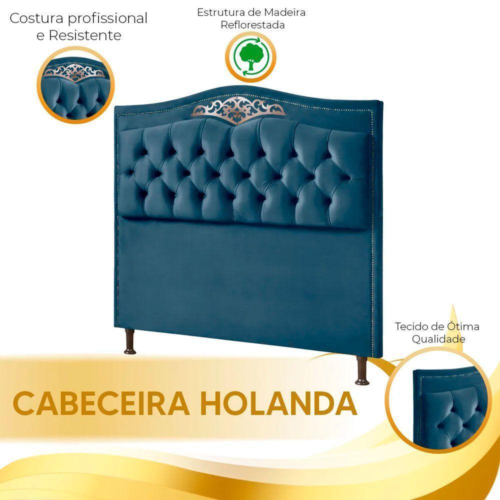Cabeceira Holanda 195cm King Estofada Shop Das Cabeceiras Azul - 2