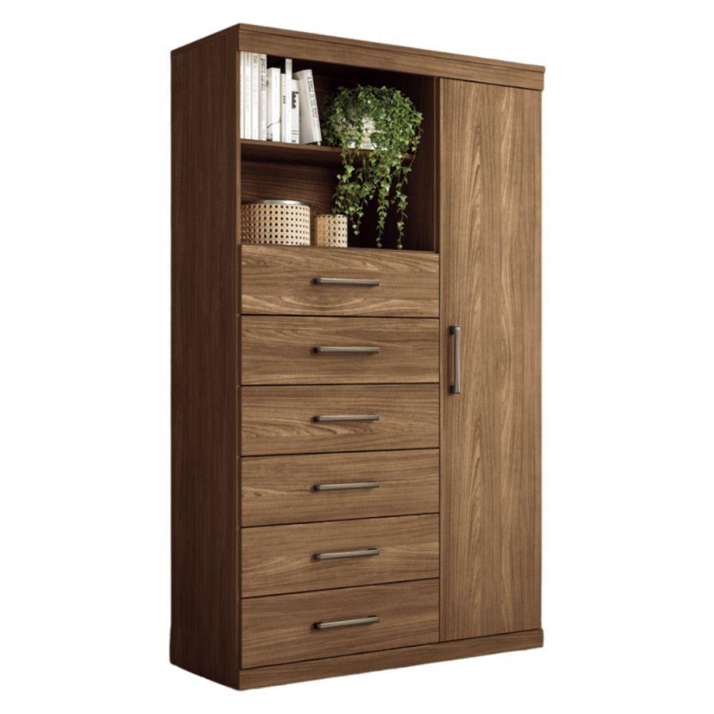 Multi Comoda Maraba 1 Porta 6 Gavetas Jatoba Santos Andira Jatobá - 1