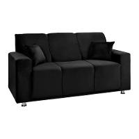 Sofá 3 Lugares Fixo Tokyo Veludo Shop Das Cabeceiras Preto - 1