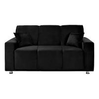 Sofá 3 Lugares Fixo Tokyo Veludo Shop Das Cabeceiras Preto - 2