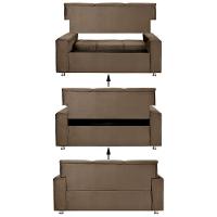 Sofá 3 Lugares Fixo Tokyo Veludo Shop Das Cabeceiras Marrom Castor - 3