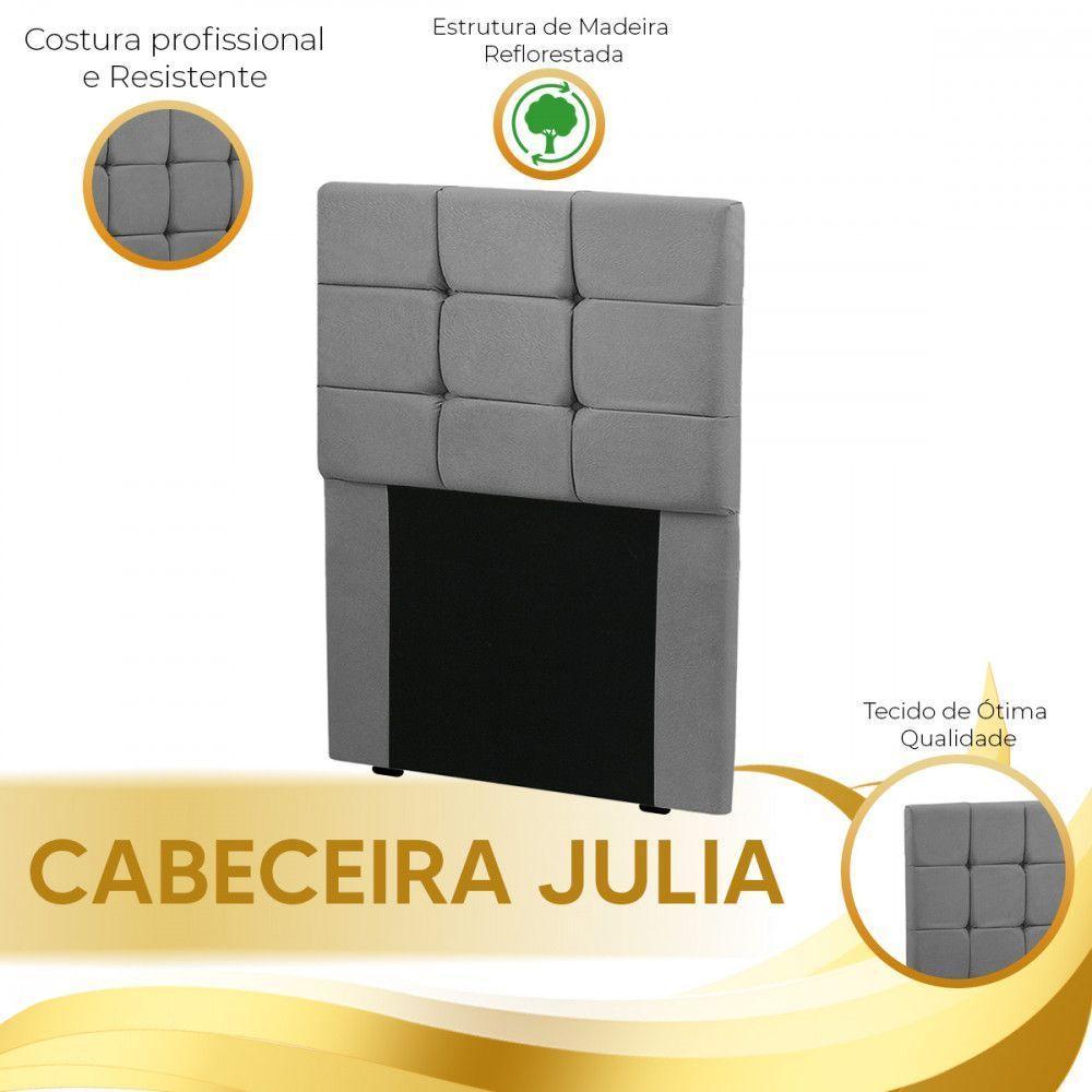 Cabeceira Cama Box Solteiro 0.90 Julia Shop Das Cabeceiras Cinza Chumbo - 4
