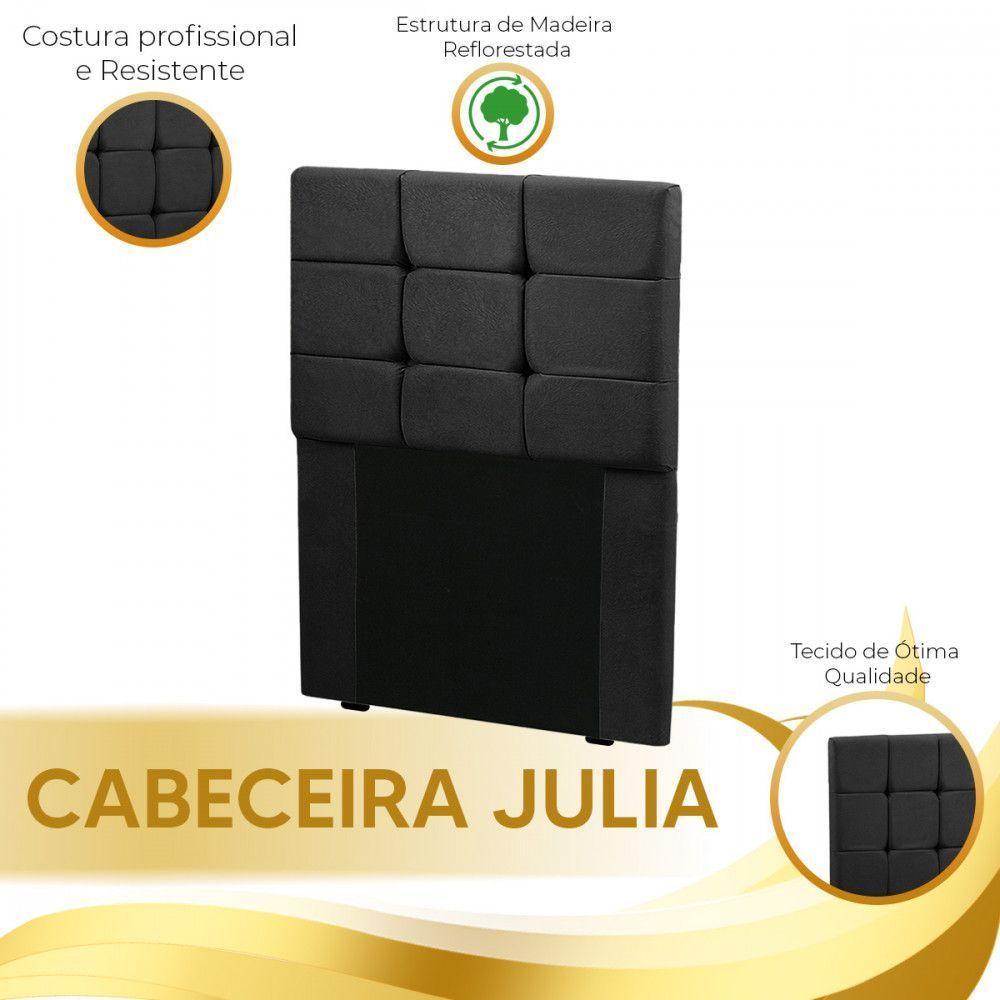 Cabeceira Cama Box Solteiro 0.90 Julia Shop Das Cabeceiras Preto - 4