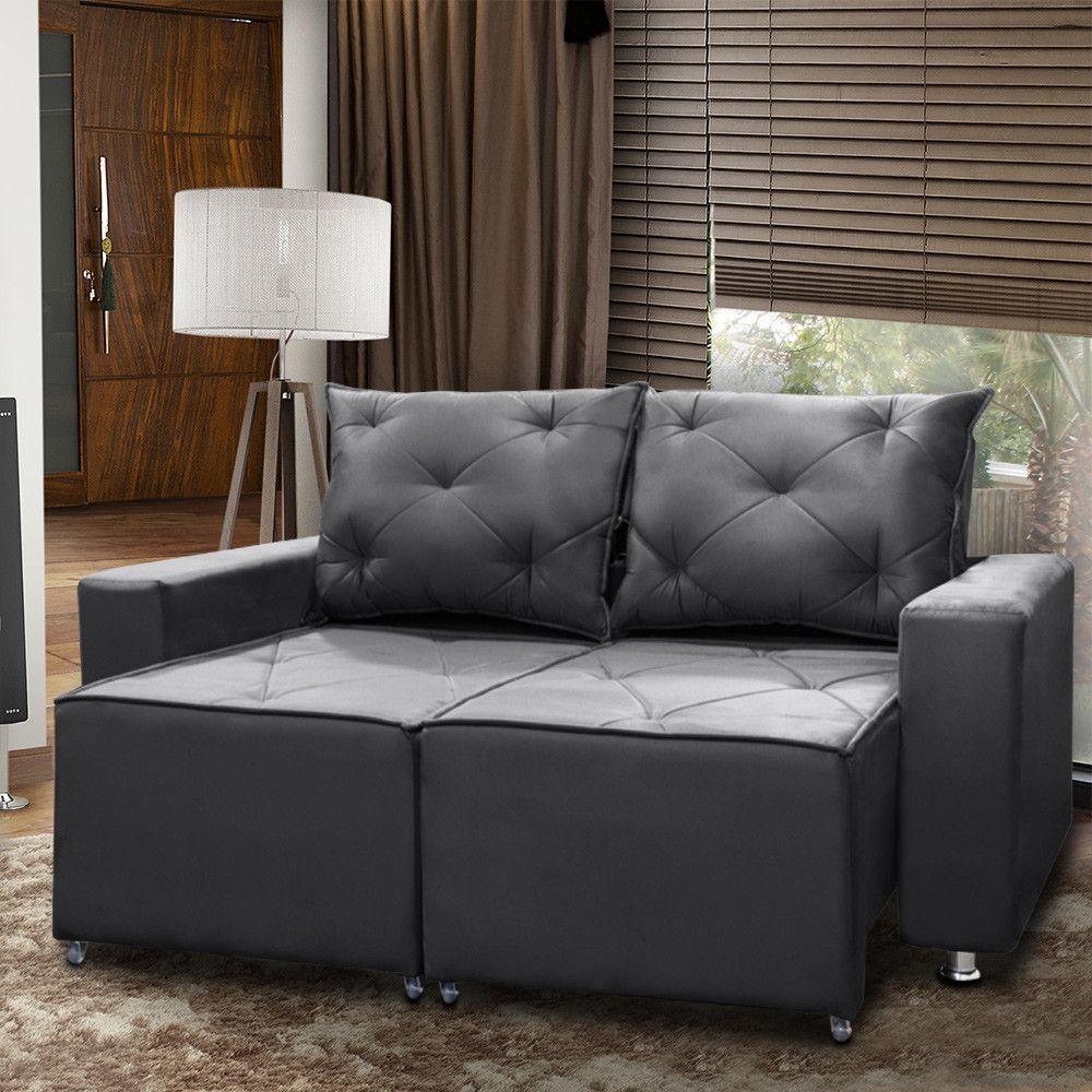 Sofá Retrátil E Reclinável 2 Lugares Bariloche 1.50cm Suede Chumbo - 7