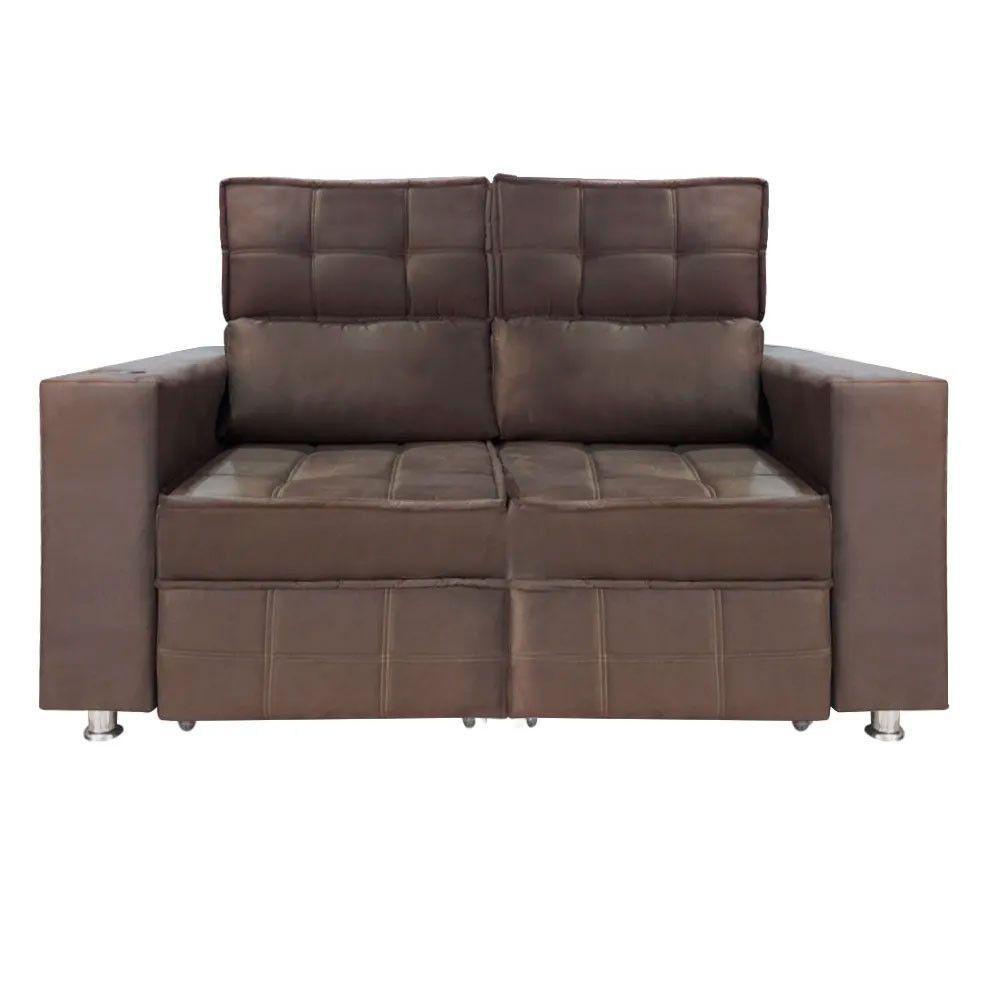 Sofá Retrátil E Reclinável 2 Lugares Londres 1.60cm C-molas Café - 2
