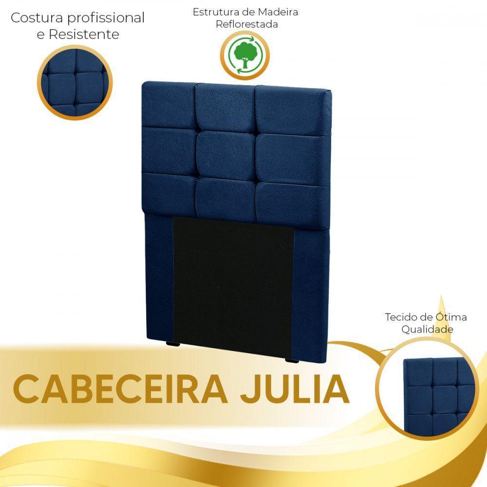 Cabeceira Cama Box Solteiro 0.90 Julia Shop Das Cabeceiras Azul - 4