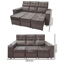 Sofá Retrátil E Reclinável 3 Lugares Londres 2.10cm C-molas Marrom Chocolate - 5