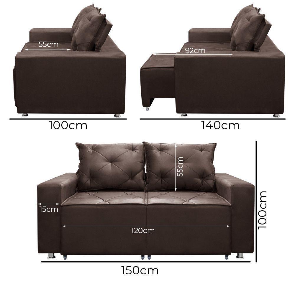 Sofá Retrátil E Reclinável 2 Lugares Bariloche 1.50cm Suede Café - 5