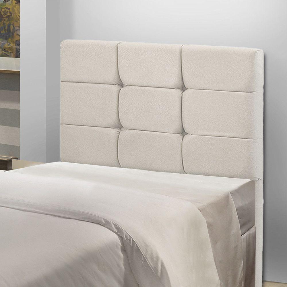 Cabeceira Cama Box Solteiro 0.90 Julia Shop Das Cabeceiras Bege Marfim - 2