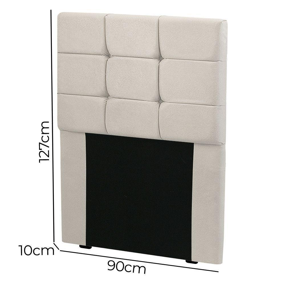 Cabeceira Cama Box Solteiro 0.90 Julia Shop Das Cabeceiras Bege Marfim - 4
