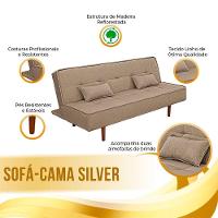 Sofá Cama Silver Linho Capuccino 1,92 - Shop Das Cabeceiras Capuccino - 6