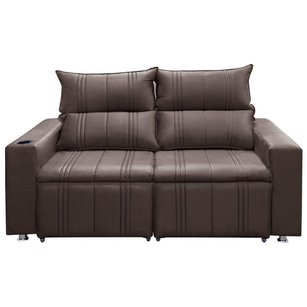 Sofá Retrátil E Reclinável 2 Lugares Madri 1,60m Suede Café - 1