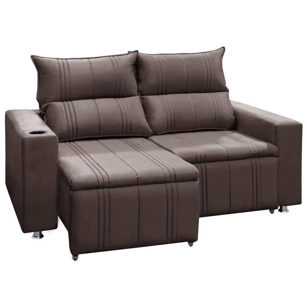 Sofá Retrátil E Reclinável 2 Lugares Madri 1,60m Suede Café - 2