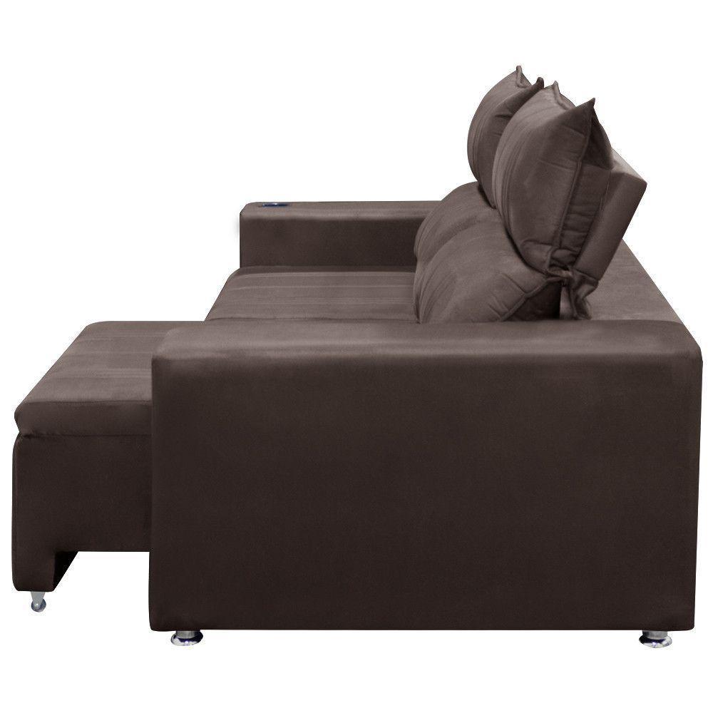 Sofá Retrátil E Reclinável 2 Lugares Madri 1,60m Suede Café - 3