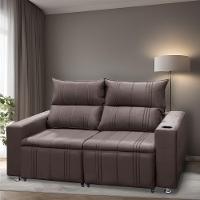 Sofá Retrátil E Reclinável 2 Lugares Madri 1,60m Suede Café - 5