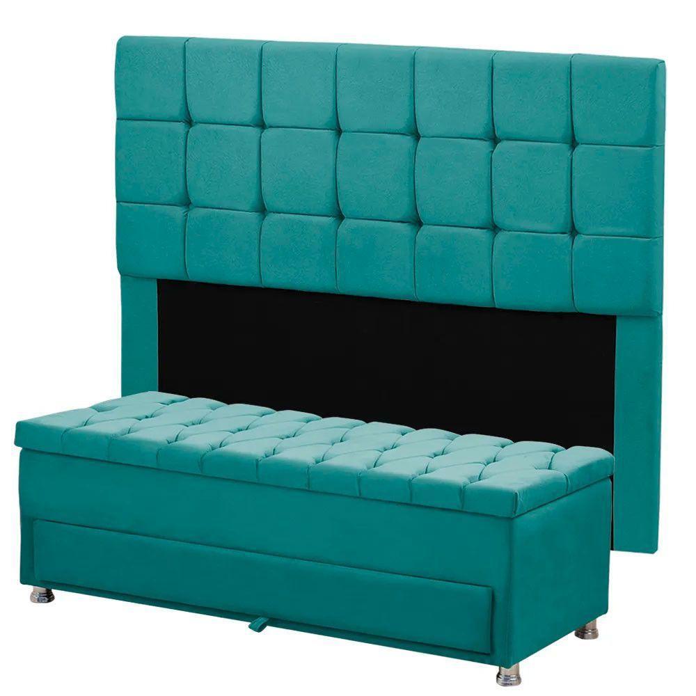 Cabeceira Julia Calçadeira Munique 140cm Shop Das Cabeceiras Ciano - 1