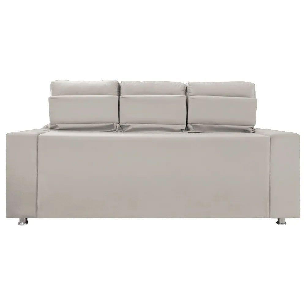 Sofá Retrátil E Reclinável 3 Lugares Londres 2.10cm C-molas Bege Marfim - 4