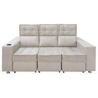 Sofá Retrátil E Reclinável 3 Lugares Londres 2.10cm C-molas Bege Marfim - 1