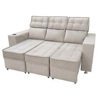 Sofá Retrátil E Reclinável 3 Lugares Londres 2.10cm C-molas Bege Marfim - 2