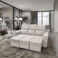 Sofá Retrátil E Reclinável 3 Lugares Londres 2.10cm C-molas Bege Marfim - 6