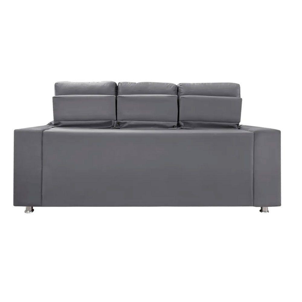 Sofá Retrátil E Reclinável 3 Lugares Londres 2.10cm C-molas Chumbo - 4