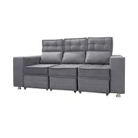 Sofá Retrátil E Reclinável 3 Lugares Londres 2.10cm C-molas Chumbo - 2