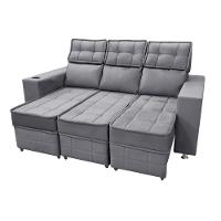 Sofá Retrátil E Reclinável 3 Lugares Londres 2.10cm C-molas Chumbo - 3