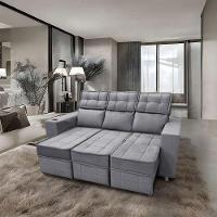 Sofá Retrátil E Reclinável 3 Lugares Londres 2.10cm C-molas Chumbo - 6