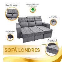 Sofá Retrátil E Reclinável 3 Lugares Londres 2.10cm C-molas Chumbo - 7