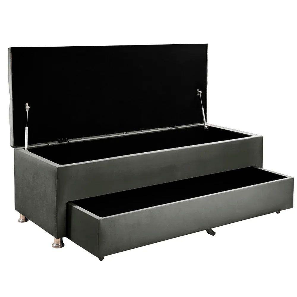 Cabeceira Julia Calçadeira Munique 140cm Shop Das Cabeceiras Cinza Chumbo - 2