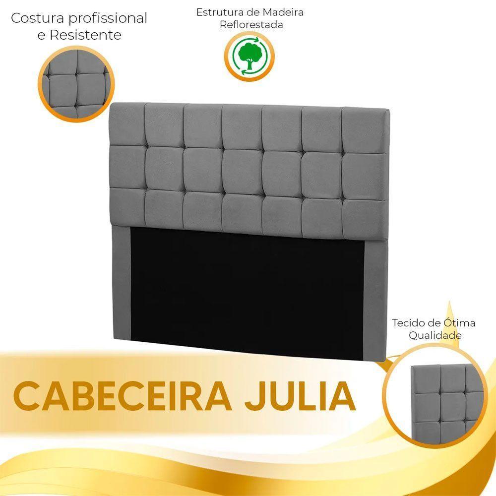 Cabeceira Julia Calçadeira Munique 140cm Shop Das Cabeceiras Cinza Chumbo - 4