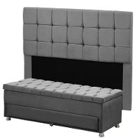 Cabeceira Julia Calçadeira Munique 140cm Shop Das Cabeceiras Cinza Chumbo - 1